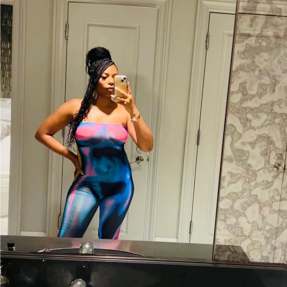 Vibrant Blue and Pink Jumpsuit